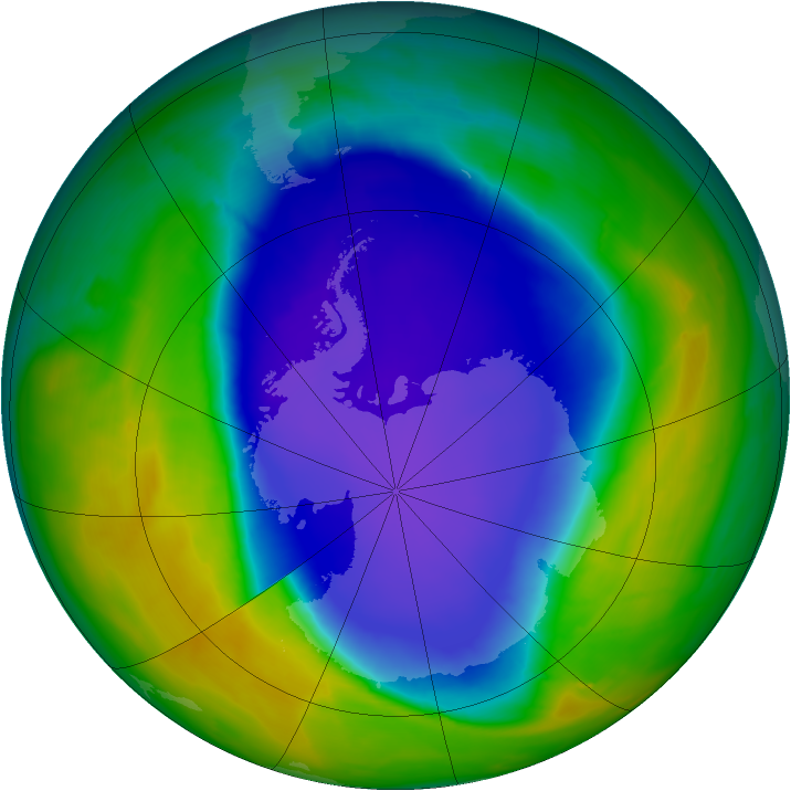 Antarctic ozone map for 21 October 2008